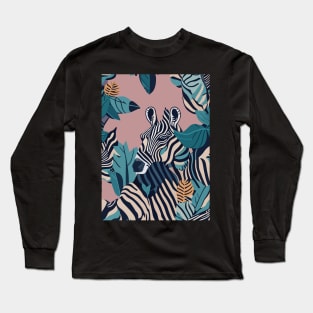 Modern  Savanna Wild Animal Zebra Stripes Pattern Long Sleeve T-Shirt